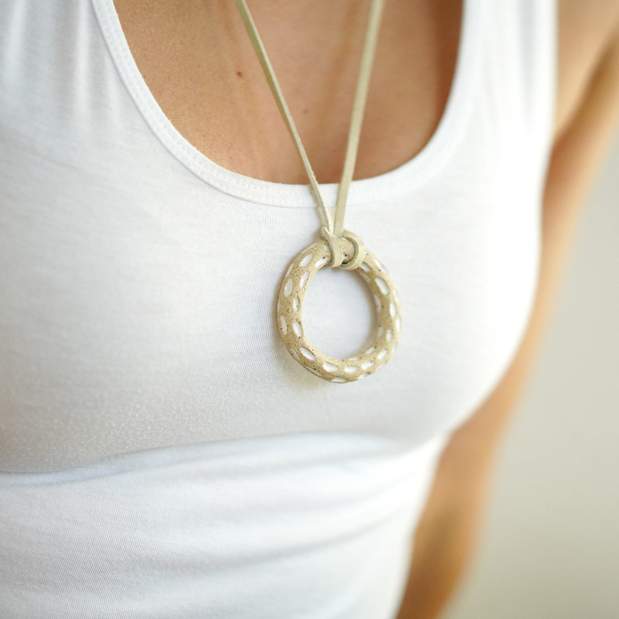 Carved Circle Diffuser Necklace