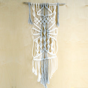 Macrame Wall Hanging – Light Gray and White